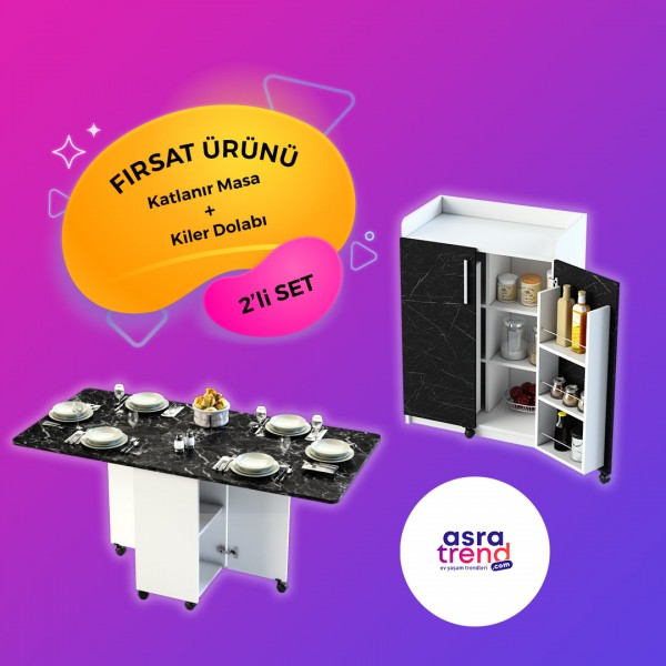 Katlanır Masa & Kiler Dolabı Seti KM-15 + MK-11 Katlanır Masa & Kiler Dolabı Seti KM-15 + MK-11