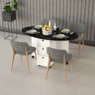 Katlanır Masa Beyaz & Royal Mermer KM-07 (141 cm)