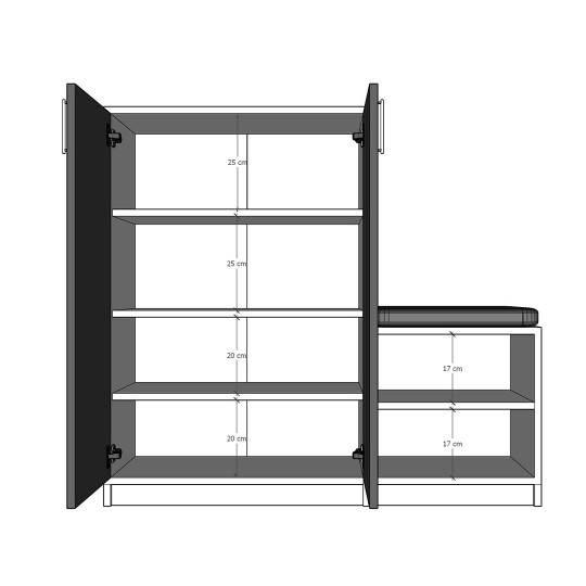 Ayakkabılık  A-23 Kül Gri (70 cm)