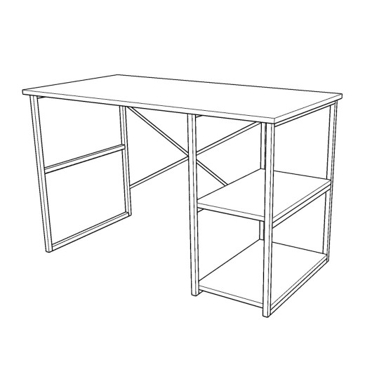 Raflı Metal Çalışma Masası Metal-ÇM-01 Beyaz (120 cm)