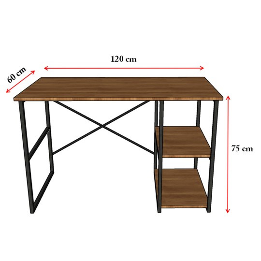 Raflı Metal Çalışma Masası Metal-ÇM-01 Safi̇r Meşe (120 cm)