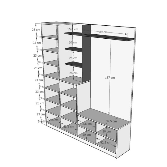 Vestiyer & Portmanto Asra V-10 (180 cm)