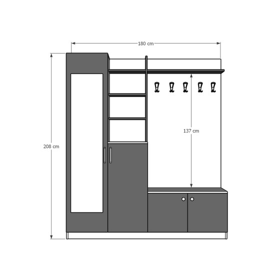 Vestiyer & Portmanto Asra V-10 (180 cm)