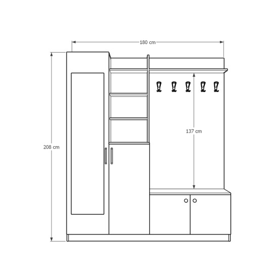 Vestiyer & Portmanto Asra V-10 (180 cm)