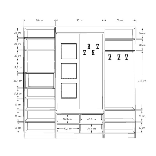 Vestiyer & Portmanto Asra V-02 (210 cm)