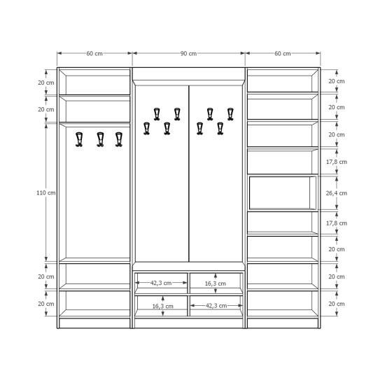 Vestiyer & Portmanto Asra V-04 (210 cm )