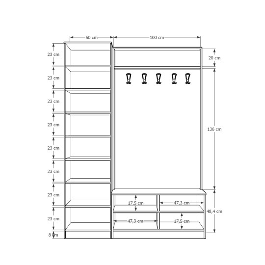 Vestiyer & Portmanto Asra V-07 (150 cm)