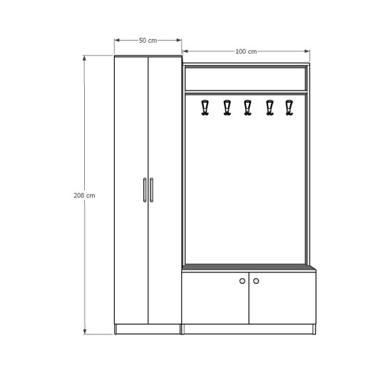 Vestiyer & Portmanto Asra V-08 (150 cm)