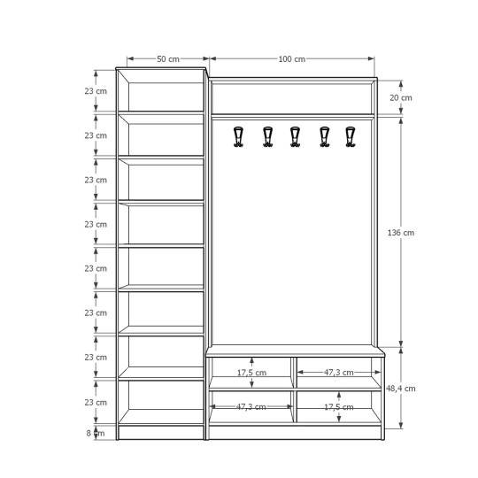 Vestiyer & Portmanto Asra V-08 (150 cm)