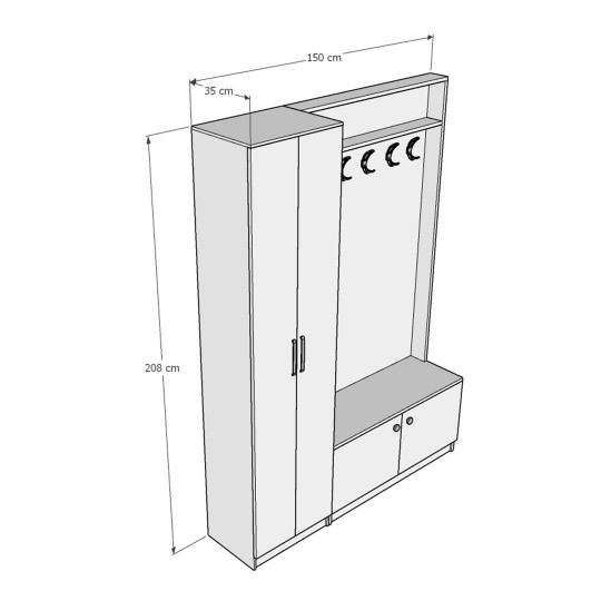 Vestiyer & Portmanto Asra V-08 (150 cm)