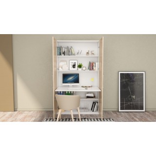 Home Ofis Dolabı ve Masası Beyaz & Gri Sonoma (120 cm)