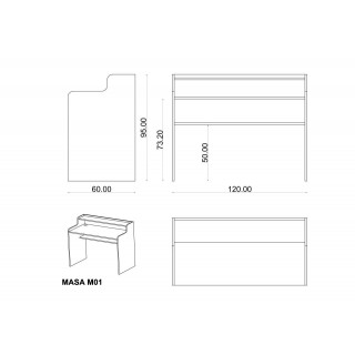 Masa Beyaz M-01 (120 cm)