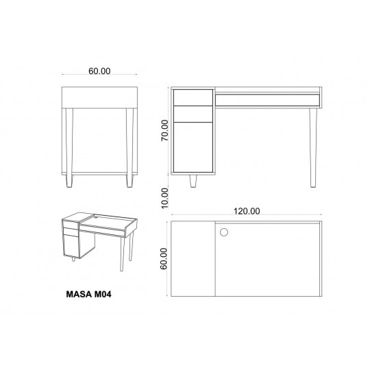 Masa Beyaz M-04 (120 cm)