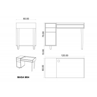 Masa Beyaz M-12 (120 cm)