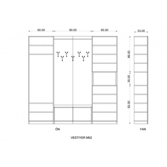 Vestiyer Mist Grey & Teak (210 cm)