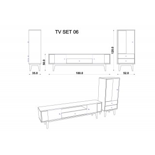 TV Grubu Afrika Cevizi & Koyu Gri TS-120 (50 cm)