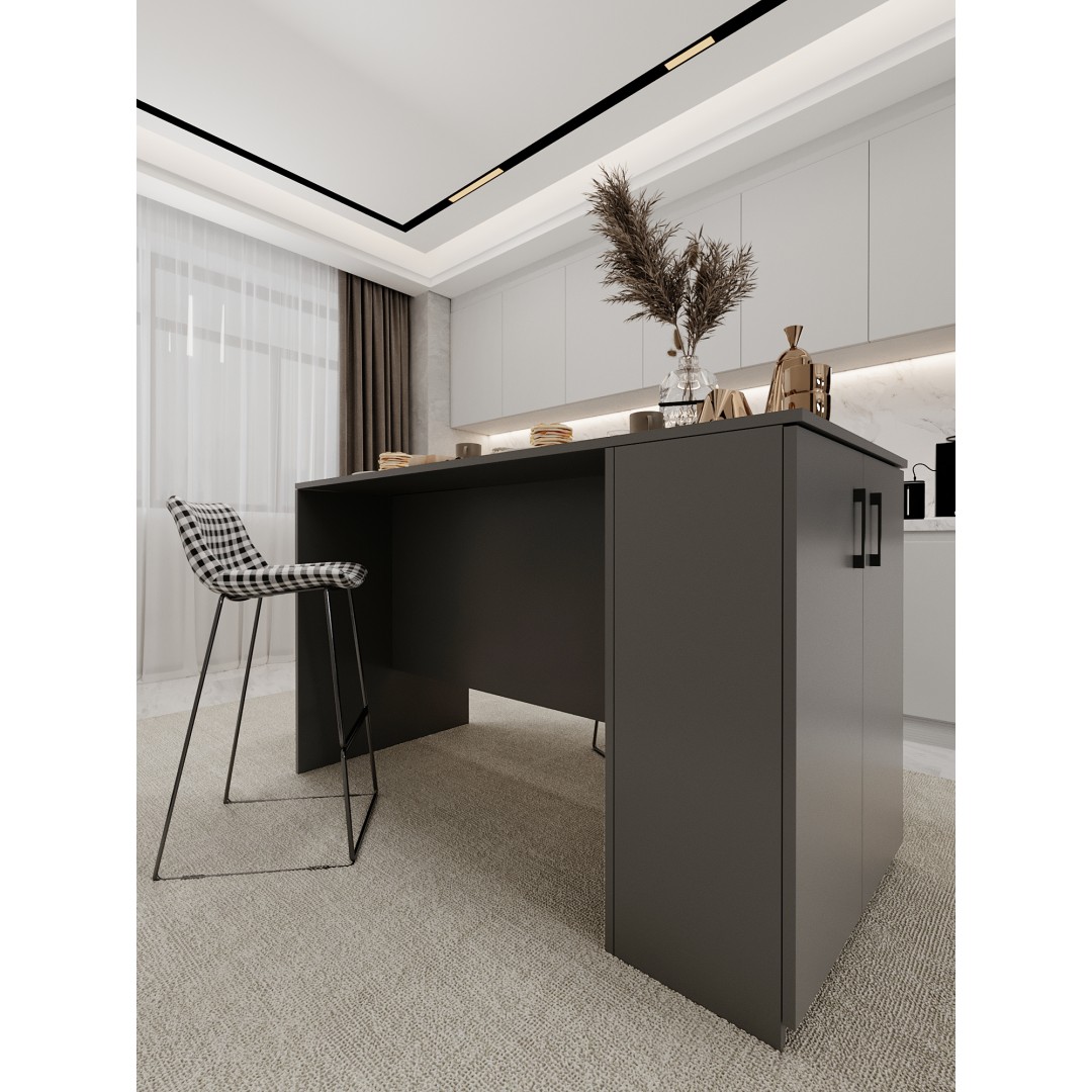 %100 MDFLAM 150cm Dolaplı Yüksek Mutfak Adası Yemek ve Bar Masası MA-04 %100 MDFLAM 150cm Dolaplı Yüksek Mutfak Adası Yemek ve Bar Masası MA-04