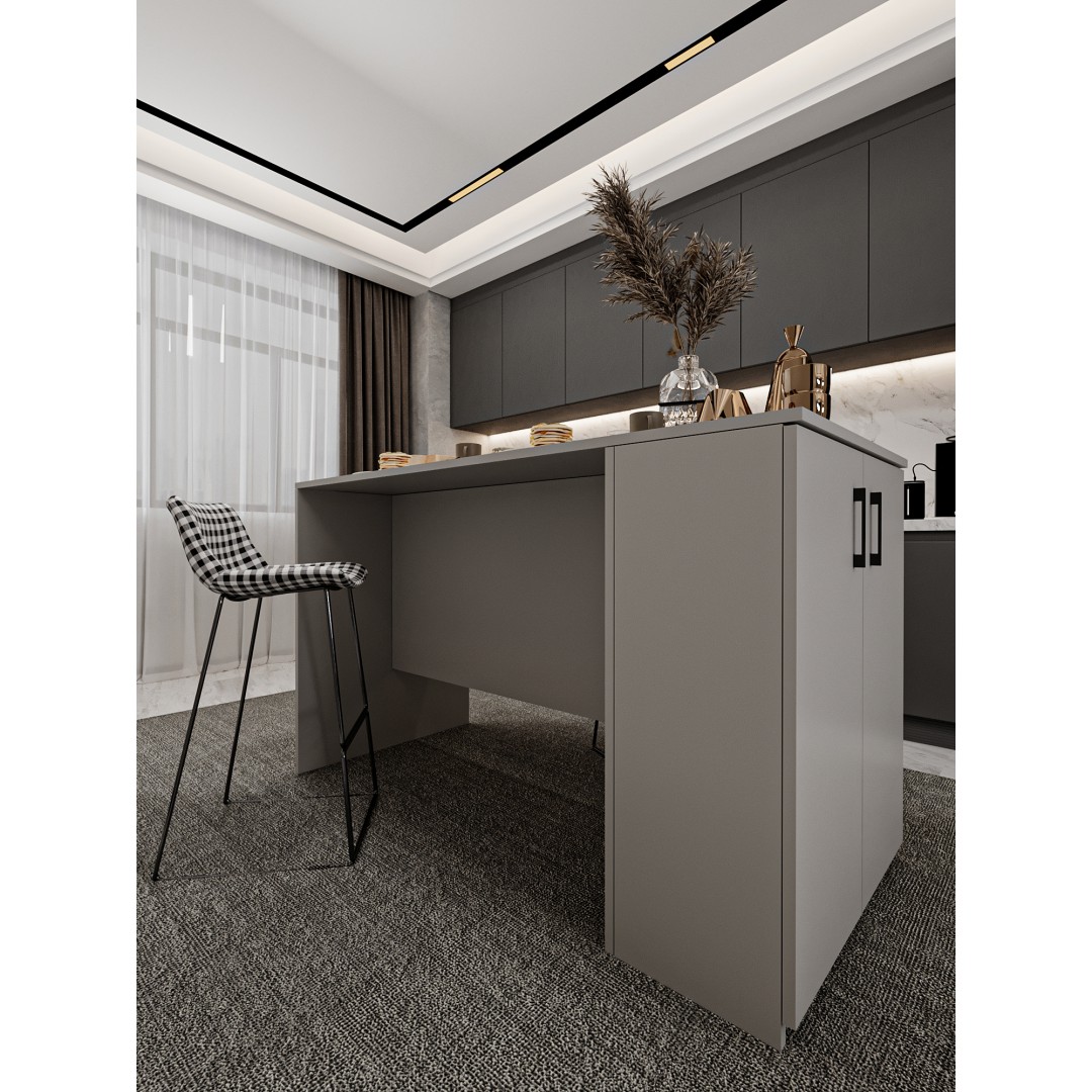 %100 MDFLAM 150cm Dolaplı Yüksek Mutfak Adası Yemek ve Bar Masası MA-04 %100 MDFLAM 150cm Dolaplı Yüksek Mutfak Adası Yemek ve Bar Masası MA-04