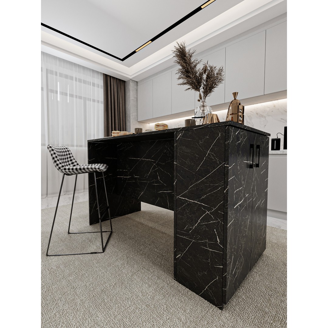 %100 MDFLAM 150cm Dolaplı Yüksek Mutfak Adası Yemek ve Bar Masası MA-04 %100 MDFLAM 150cm Dolaplı Yüksek Mutfak Adası Yemek ve Bar Masası MA-04