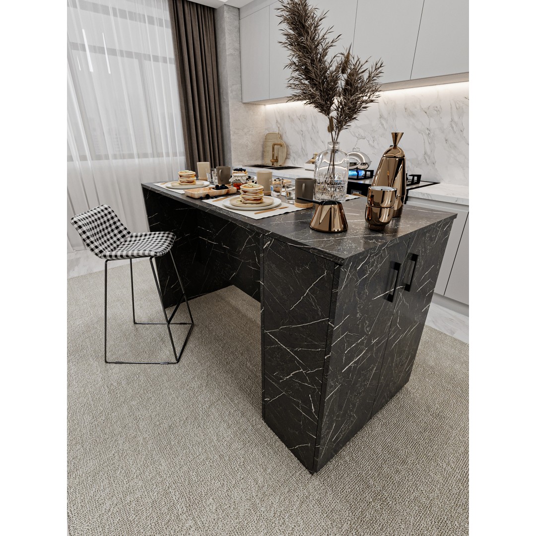 %100 MDFLAM 150cm Dolaplı Yüksek Mutfak Adası Yemek ve Bar Masası MA-04 %100 MDFLAM 150cm Dolaplı Yüksek Mutfak Adası Yemek ve Bar Masası MA-04