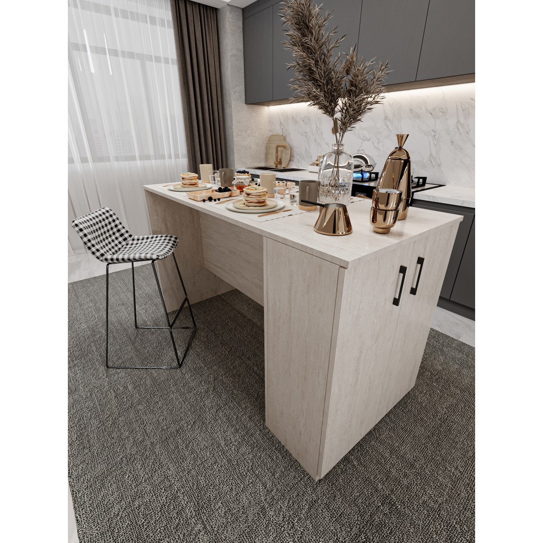 %100 MDFLAM 150cm Dolaplı Yüksek Mutfak Adası Yemek ve Bar Masası MA-04 %100 MDFLAM 150cm Dolaplı Yüksek Mutfak Adası Yemek ve Bar Masası MA-04