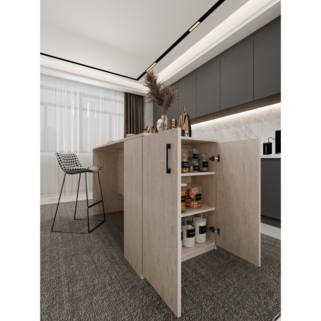 %100 MDFLAM 150cm Dolaplı Yüksek Mutfak Adası Yemek ve Bar Masası MA-04 %100 MDFLAM 150cm Dolaplı Yüksek Mutfak Adası Yemek ve Bar Masası MA-04