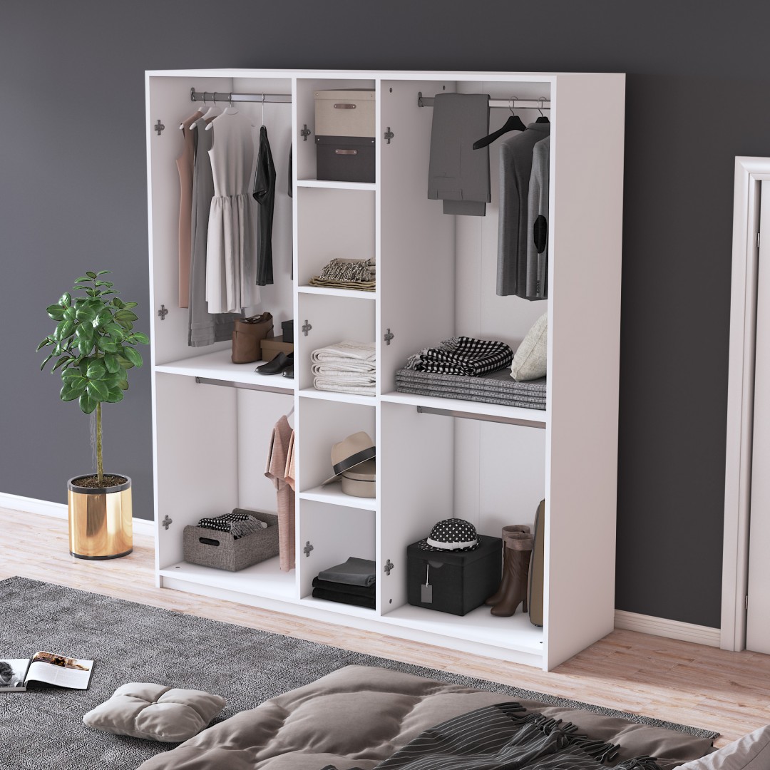 %100 MDFLAM 5 Kapaklı 150cm Gardrop G-09