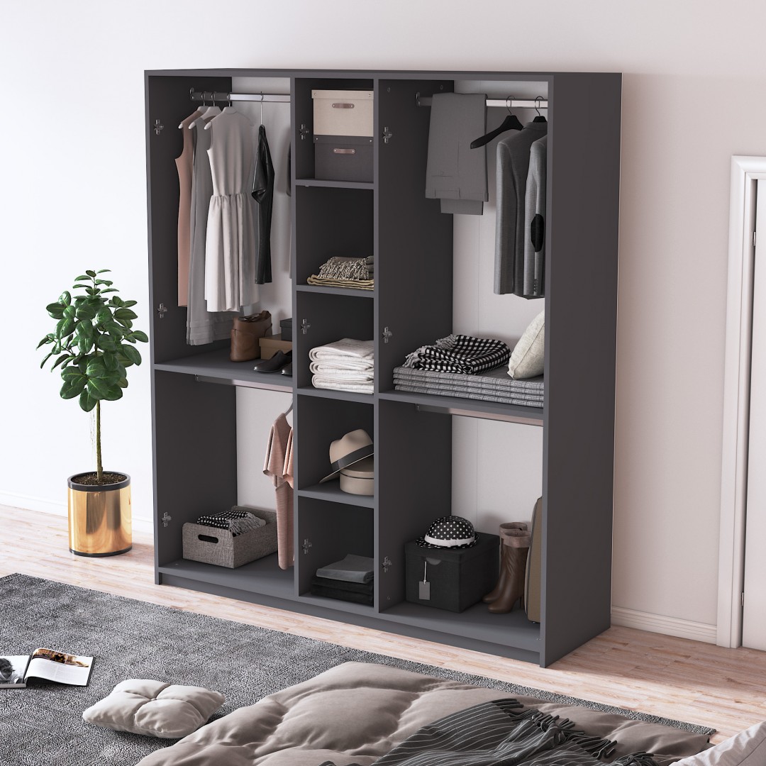 %100 MDFLAM 5 Kapaklı 150cm Gardrop G-09