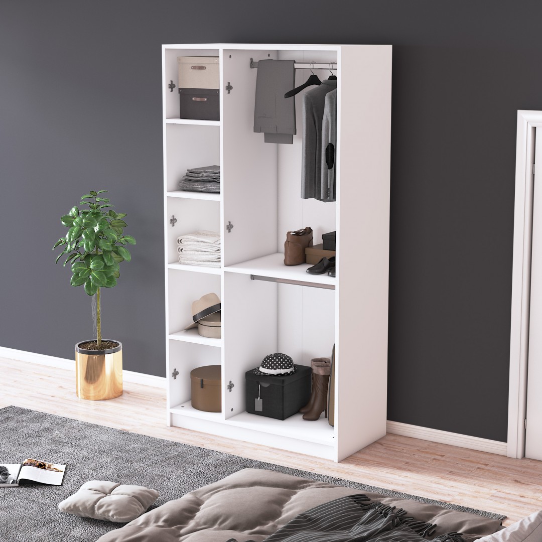 %100 MDFLAM 3 Kapaklı Gardrop 90cm G-07