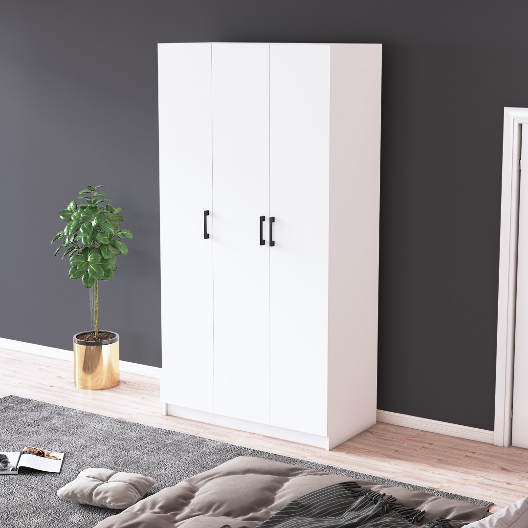 %100 MDFLAM 3 Kapaklı Gardrop 90cm G-07