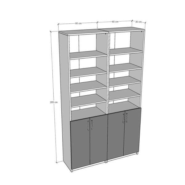Afrika Ceviz & Beyaz Kitaplık Asra K-49 Afrika Ceviz & Beyaz Kitaplık Asra K-49