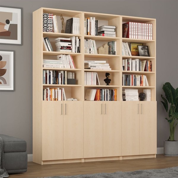 Akça Ağaç Kapaklı Kitaplık K-53 (MDFLAM)