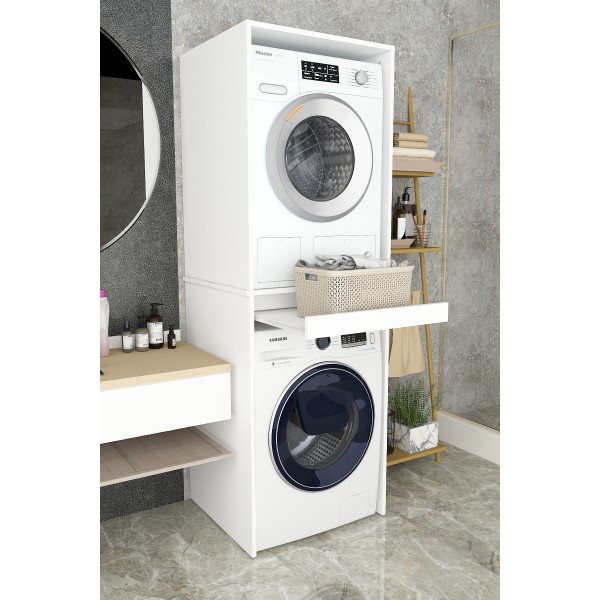 Asra Trend %100 MDF Çekmeceli Banyo Dolabı Çamaşır Makinesi+Kurutma Makinesi Dolabı BD-05