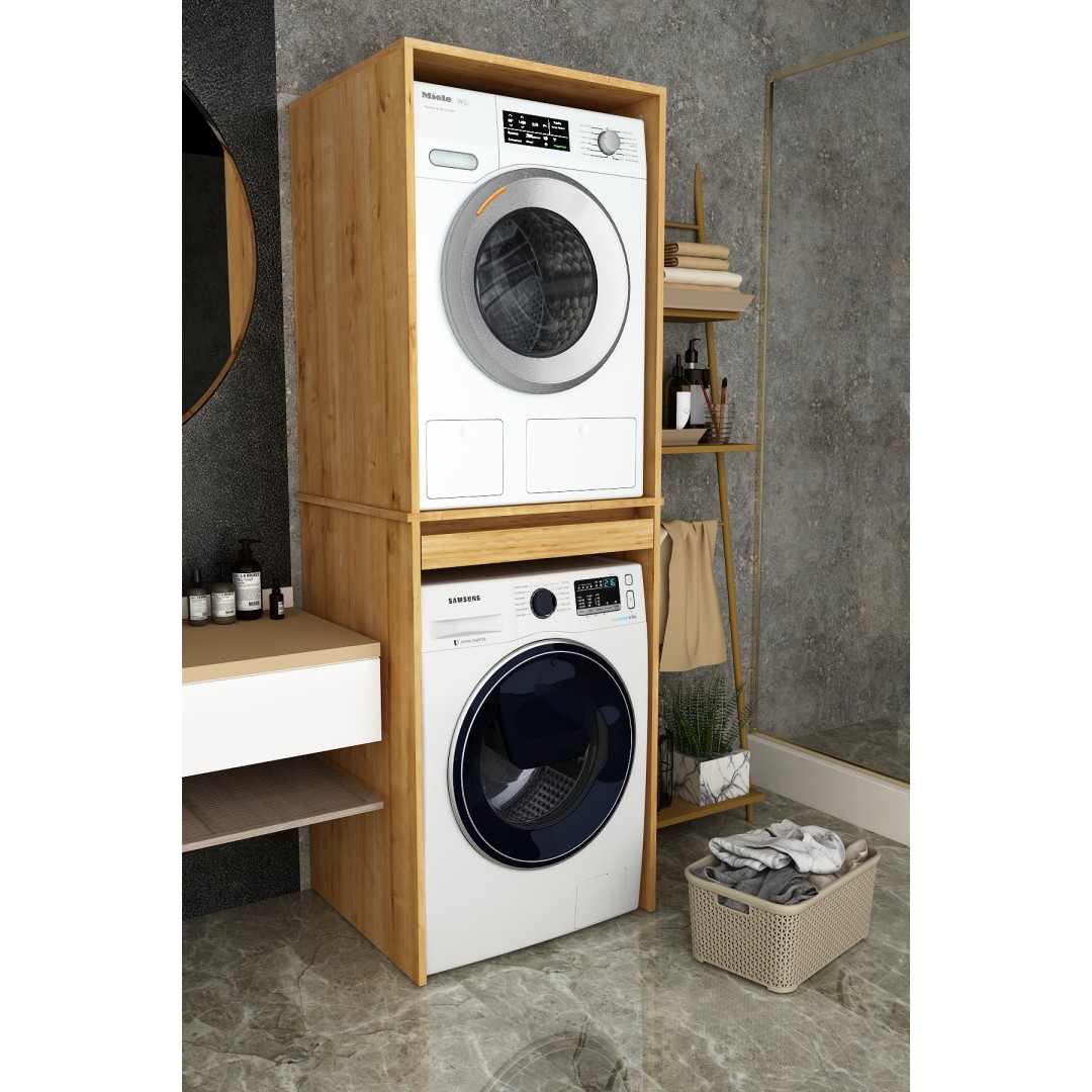 Asra Trend %100 MDF Çekmeceli Banyo Dolabı Çamaşır Makinesi+Kurutma Makinesi Dolabı BD-05 Asra Trend %100 MDF Çekmeceli Banyo Dolabı Çamaşır Makinesi+Kurutma Makinesi Dolabı BD-05