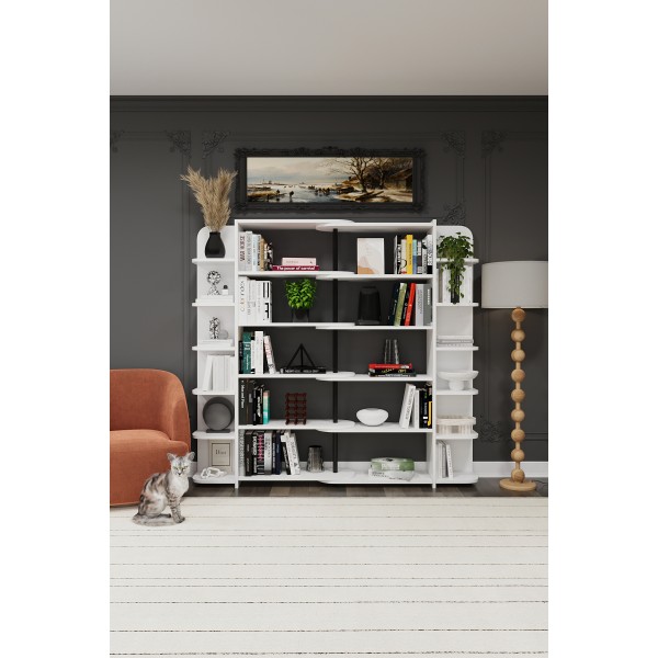 Asra Trend DK-01 Duvar/Köşe Modüler Kitaplık – 176 cm Geniş Ünite, 17 Raflı Salon & Ofis Kitaplığı Asra Trend DK-01 Duvar/Köşe Modüler Kitaplık – 176 cm Geniş Ünite, 17 Raflı Salon & Ofis Kitaplığı