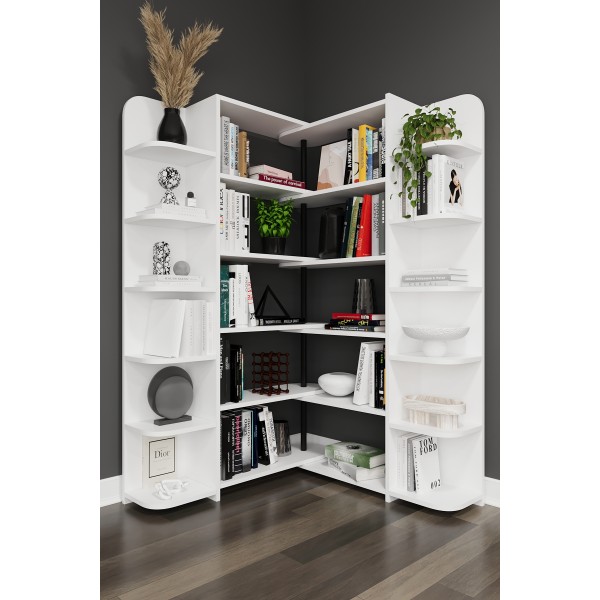 Asra Trend DK-01 Duvar/Köşe Modüler Kitaplık – 176 cm Geniş Ünite, 17 Raflı Salon & Ofis Kitaplığı Asra Trend DK-01 Duvar/Köşe Modüler Kitaplık – 176 cm Geniş Ünite, 17 Raflı Salon & Ofis Kitaplığı