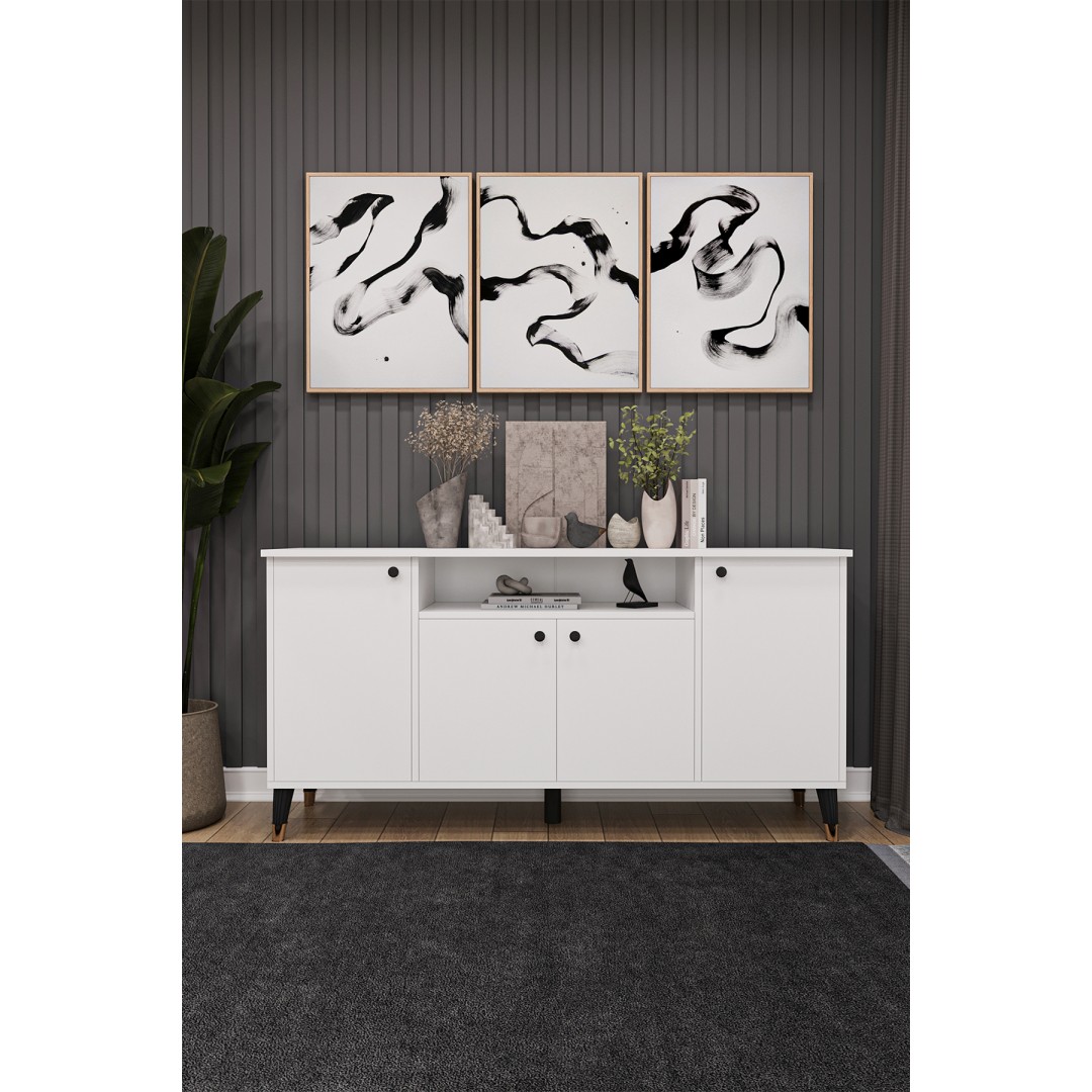 Modern Konsol – 4 Kapaklı Çok Amaçlı Dolap, Şık Saklama Ünitesi MDFLAM–Salon, Yemek Odası KNSL-02 Modern Konsol – 4 Kapaklı Çok Amaçlı Dolap, Şık Saklama Ünitesi MDFLAM–Salon, Yemek Odası KNSL-02