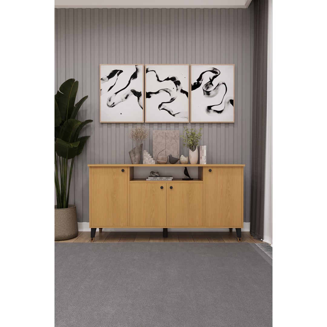 Modern Konsol – 4 Kapaklı Çok Amaçlı Dolap, Şık Saklama Ünitesi MDFLAM–Salon, Yemek Odası KNSL-02 Modern Konsol – 4 Kapaklı Çok Amaçlı Dolap, Şık Saklama Ünitesi MDFLAM–Salon, Yemek Odası KNSL-02