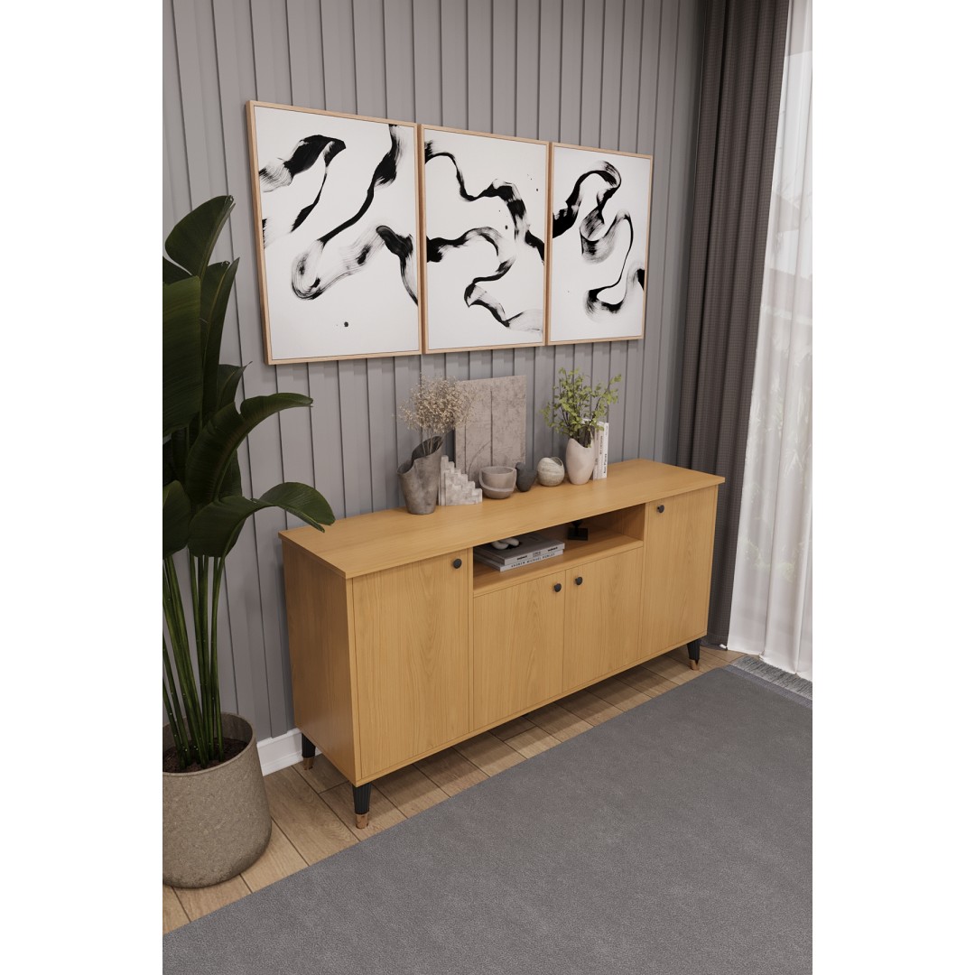 Modern Konsol – 4 Kapaklı Çok Amaçlı Dolap, Şık Saklama Ünitesi MDFLAM–Salon, Yemek Odası KNSL-02 Modern Konsol – 4 Kapaklı Çok Amaçlı Dolap, Şık Saklama Ünitesi MDFLAM–Salon, Yemek Odası KNSL-02