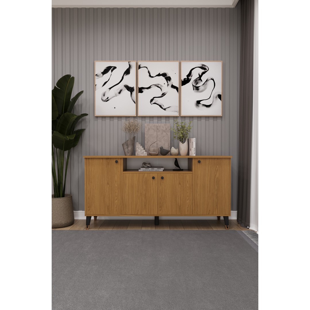 Modern Konsol – 4 Kapaklı Çok Amaçlı Dolap, Şık Saklama Ünitesi MDFLAM–Salon, Yemek Odası KNSL-02 Modern Konsol – 4 Kapaklı Çok Amaçlı Dolap, Şık Saklama Ünitesi MDFLAM–Salon, Yemek Odası KNSL-02