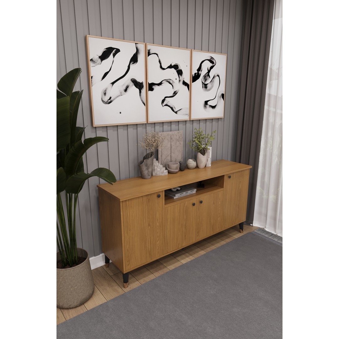 Modern Konsol – 4 Kapaklı Çok Amaçlı Dolap, Şık Saklama Ünitesi MDFLAM–Salon, Yemek Odası KNSL-02 Modern Konsol – 4 Kapaklı Çok Amaçlı Dolap, Şık Saklama Ünitesi MDFLAM–Salon, Yemek Odası KNSL-02