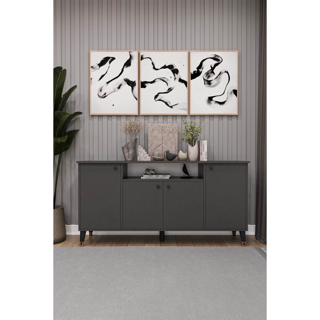 Modern Konsol – 4 Kapaklı Çok Amaçlı Dolap, Şık Saklama Ünitesi MDFLAM–Salon, Yemek Odası KNSL-02 Modern Konsol – 4 Kapaklı Çok Amaçlı Dolap, Şık Saklama Ünitesi MDFLAM–Salon, Yemek Odası KNSL-02