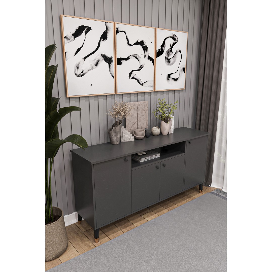 Modern Konsol – 4 Kapaklı Çok Amaçlı Dolap, Şık Saklama Ünitesi MDFLAM–Salon, Yemek Odası KNSL-02 Modern Konsol – 4 Kapaklı Çok Amaçlı Dolap, Şık Saklama Ünitesi MDFLAM–Salon, Yemek Odası KNSL-02