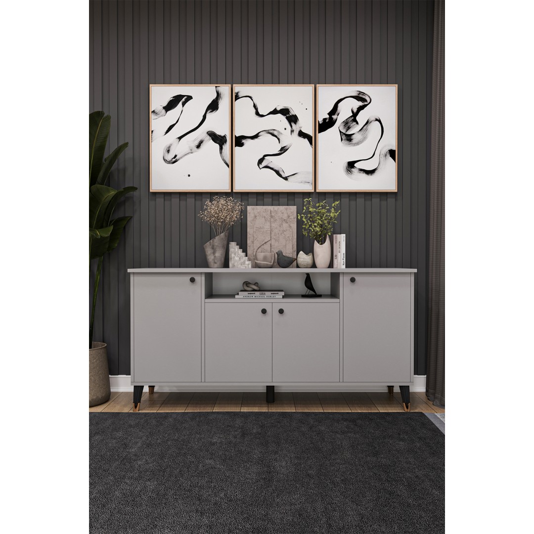 Modern Konsol – 4 Kapaklı Çok Amaçlı Dolap, Şık Saklama Ünitesi MDFLAM–Salon, Yemek Odası KNSL-02 Modern Konsol – 4 Kapaklı Çok Amaçlı Dolap, Şık Saklama Ünitesi MDFLAM–Salon, Yemek Odası KNSL-02