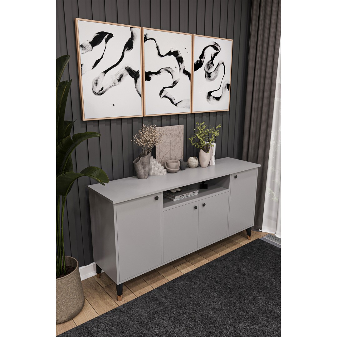 Modern Konsol – 4 Kapaklı Çok Amaçlı Dolap, Şık Saklama Ünitesi MDFLAM–Salon, Yemek Odası KNSL-02 Modern Konsol – 4 Kapaklı Çok Amaçlı Dolap, Şık Saklama Ünitesi MDFLAM–Salon, Yemek Odası KNSL-02