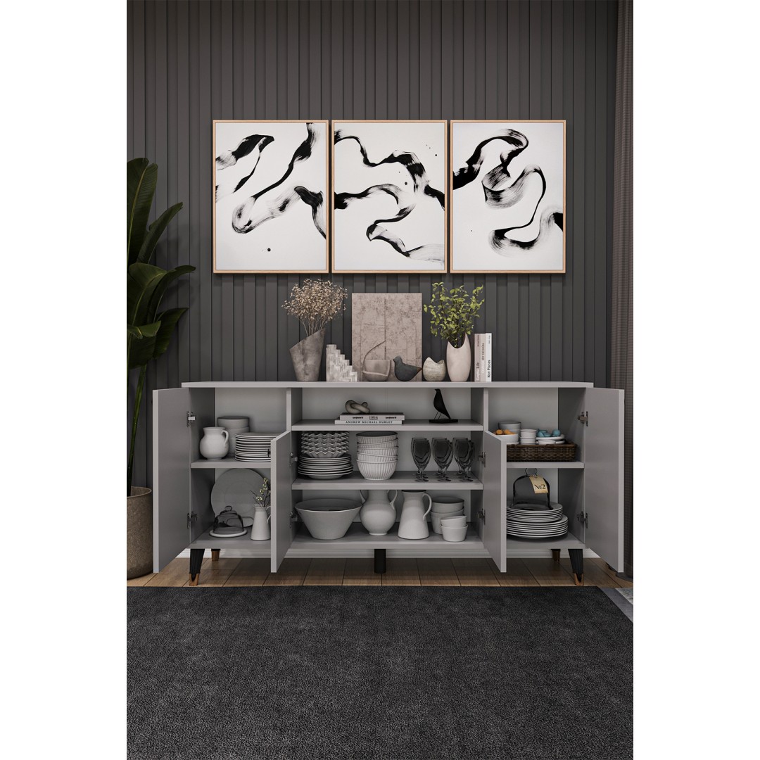 Modern Konsol – 4 Kapaklı Çok Amaçlı Dolap, Şık Saklama Ünitesi MDFLAM–Salon, Yemek Odası KNSL-02 Modern Konsol – 4 Kapaklı Çok Amaçlı Dolap, Şık Saklama Ünitesi MDFLAM–Salon, Yemek Odası KNSL-02