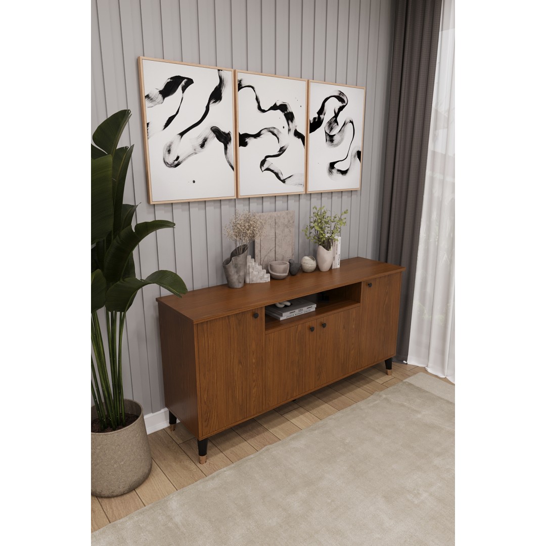 Modern Konsol – 4 Kapaklı Çok Amaçlı Dolap, Şık Saklama Ünitesi MDFLAM–Salon, Yemek Odası KNSL-02 Modern Konsol – 4 Kapaklı Çok Amaçlı Dolap, Şık Saklama Ünitesi MDFLAM–Salon, Yemek Odası KNSL-02