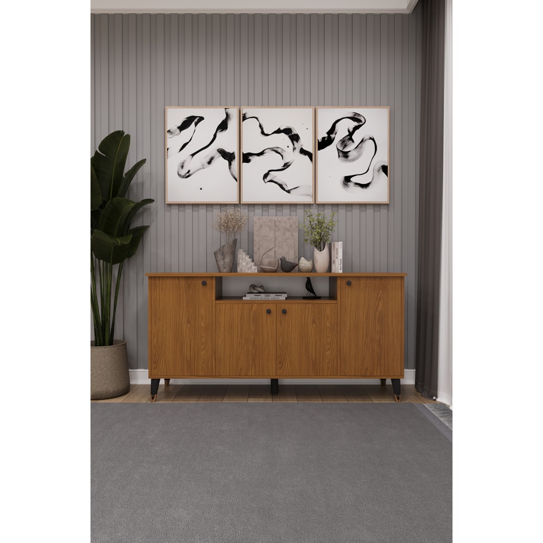 Modern Konsol – 4 Kapaklı Çok Amaçlı Dolap, Şık Saklama Ünitesi MDFLAM–Salon, Yemek Odası KNSL-02 Modern Konsol – 4 Kapaklı Çok Amaçlı Dolap, Şık Saklama Ünitesi MDFLAM–Salon, Yemek Odası KNSL-02