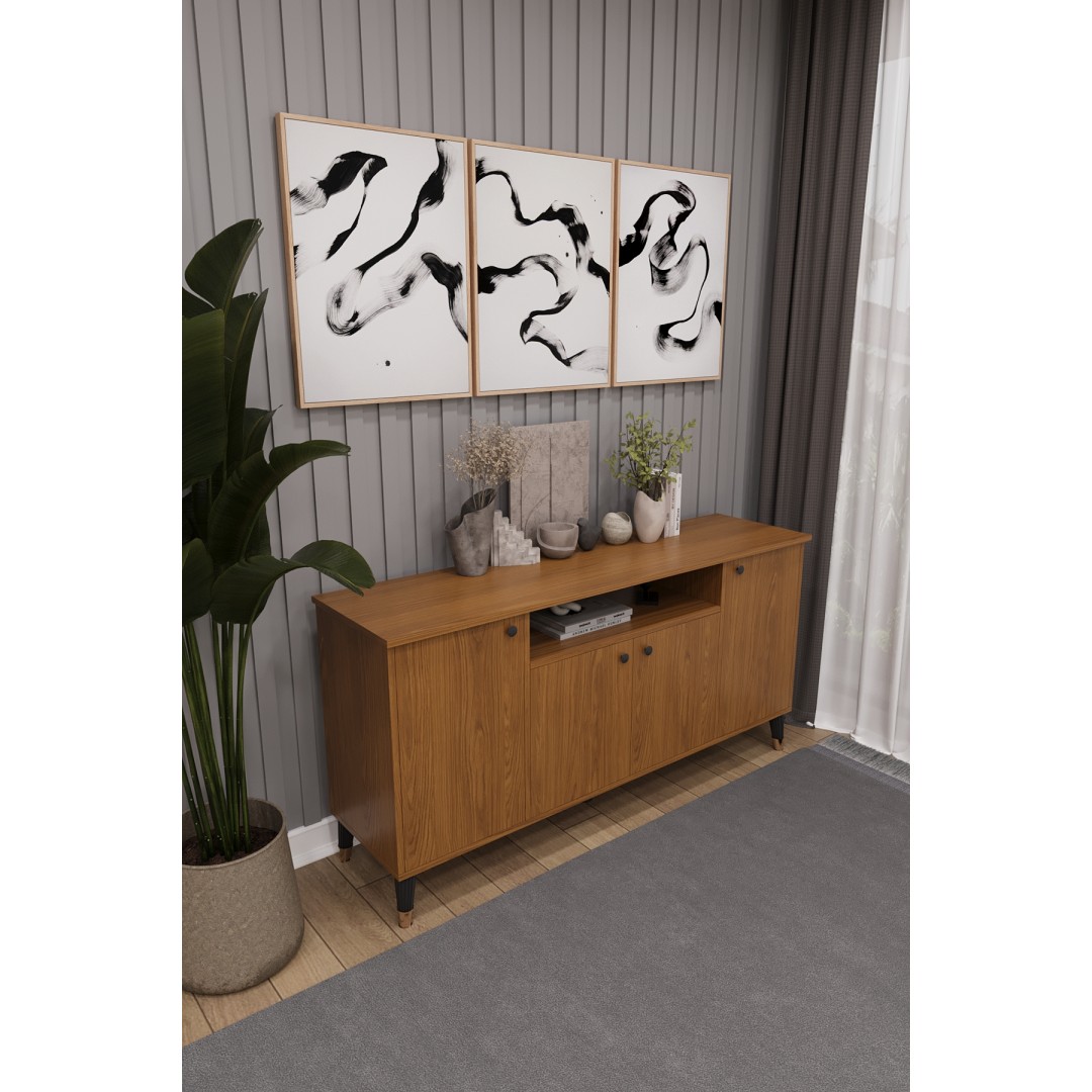 Modern Konsol – 4 Kapaklı Çok Amaçlı Dolap, Şık Saklama Ünitesi MDFLAM–Salon, Yemek Odası KNSL-02 Modern Konsol – 4 Kapaklı Çok Amaçlı Dolap, Şık Saklama Ünitesi MDFLAM–Salon, Yemek Odası KNSL-02