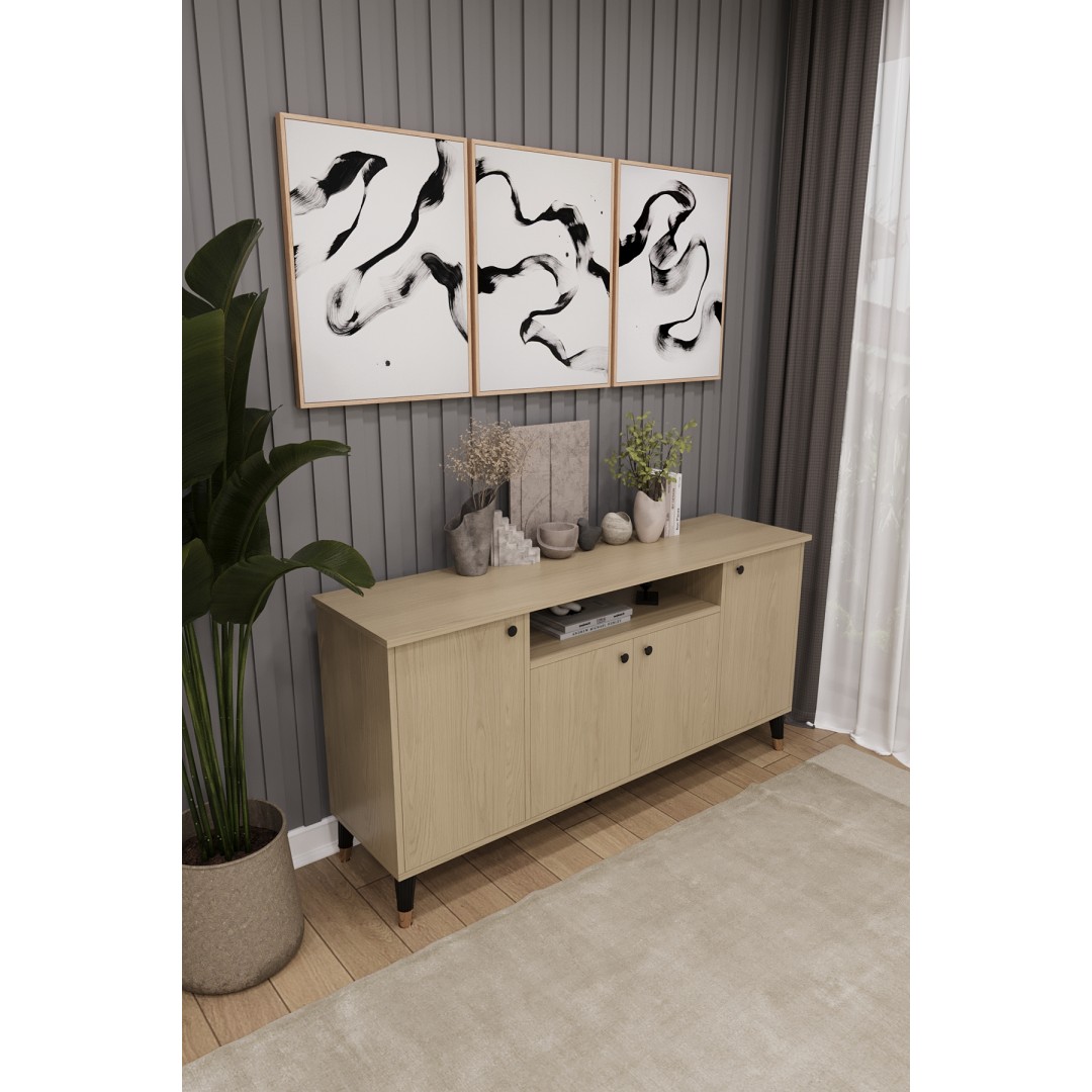 Modern Konsol – 4 Kapaklı Çok Amaçlı Dolap, Şık Saklama Ünitesi MDFLAM–Salon, Yemek Odası KNSL-02 Modern Konsol – 4 Kapaklı Çok Amaçlı Dolap, Şık Saklama Ünitesi MDFLAM–Salon, Yemek Odası KNSL-02